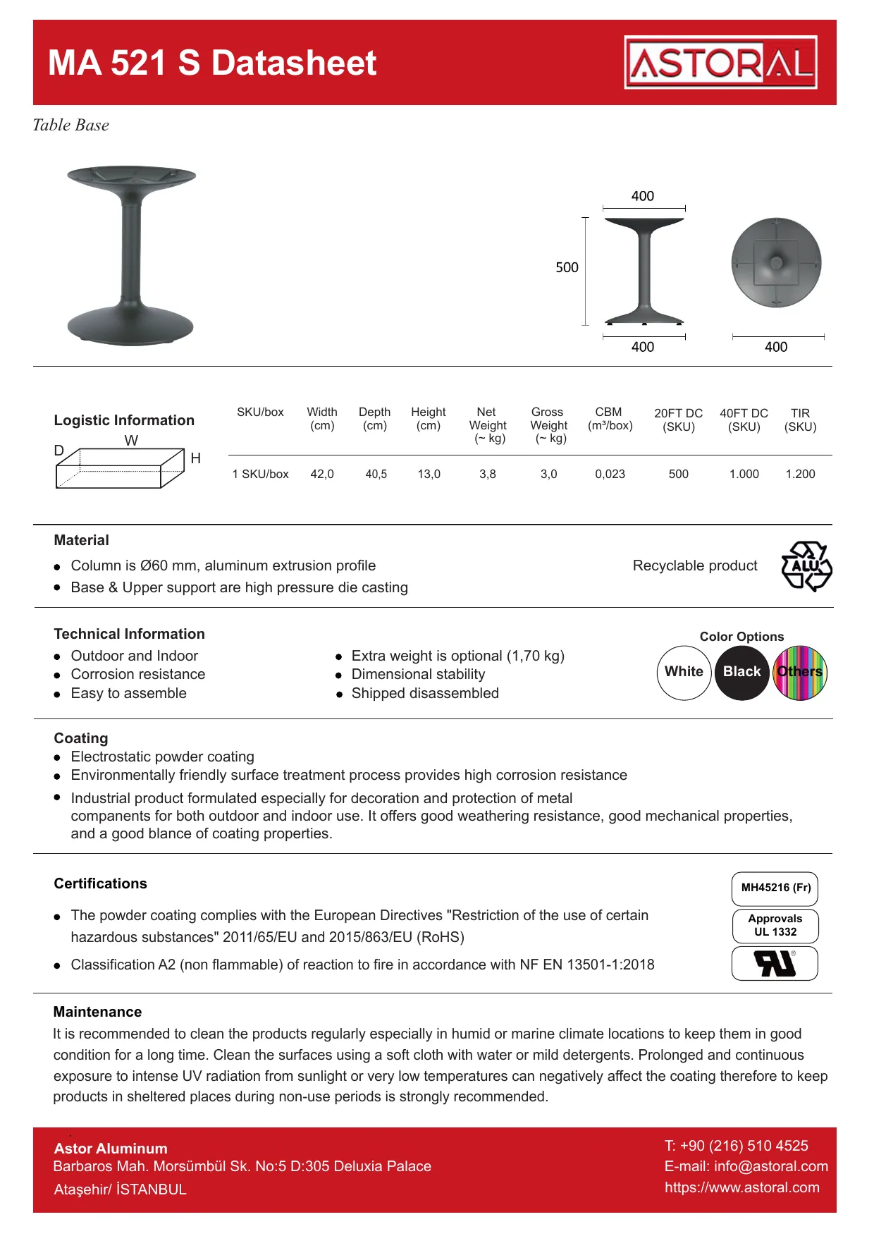 Tablebase MA521 S TDS